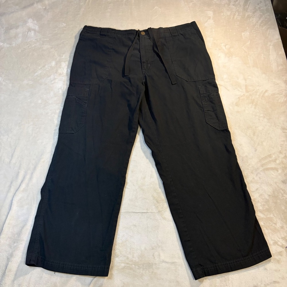 Carhartt Force Black Ripstop Cargo Pants Mens XL Short C54108S Drawstring Work